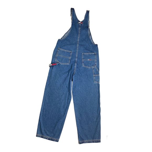Tommy Hilfiger Bib Overalls Vintage Mens Large Blue Carpenter Workwear 90s Y2K - Picture 2 of 13